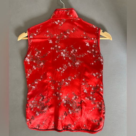 Traditional Mandarin top CATHAYA silk sz 32/sm red vintage beautiful condition - Picture 2 of 10